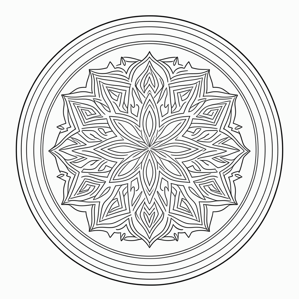 Desenho de Mandala estrelada Simples para colorir e imprimir grátis em folha A4