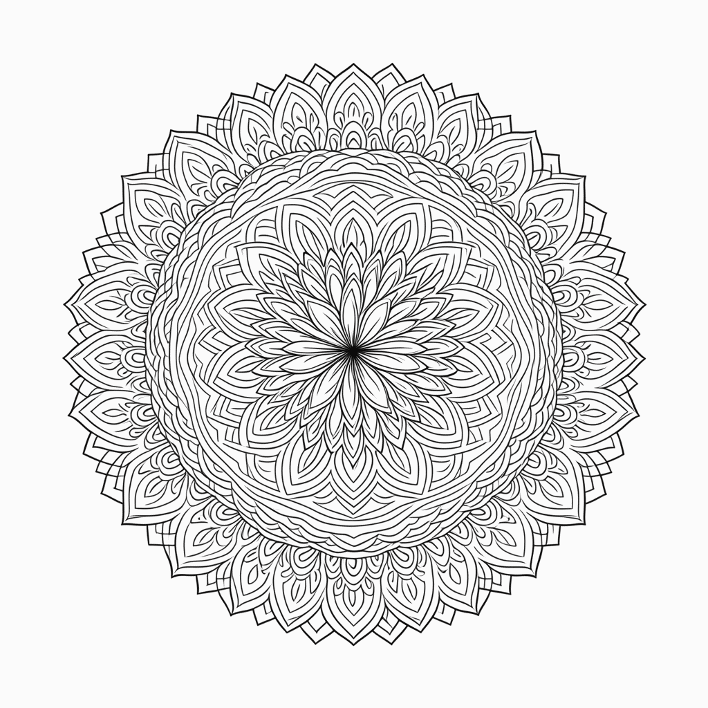 Desenho de Mandala floral Avancada para colorir e imprimir grátis em folha A4