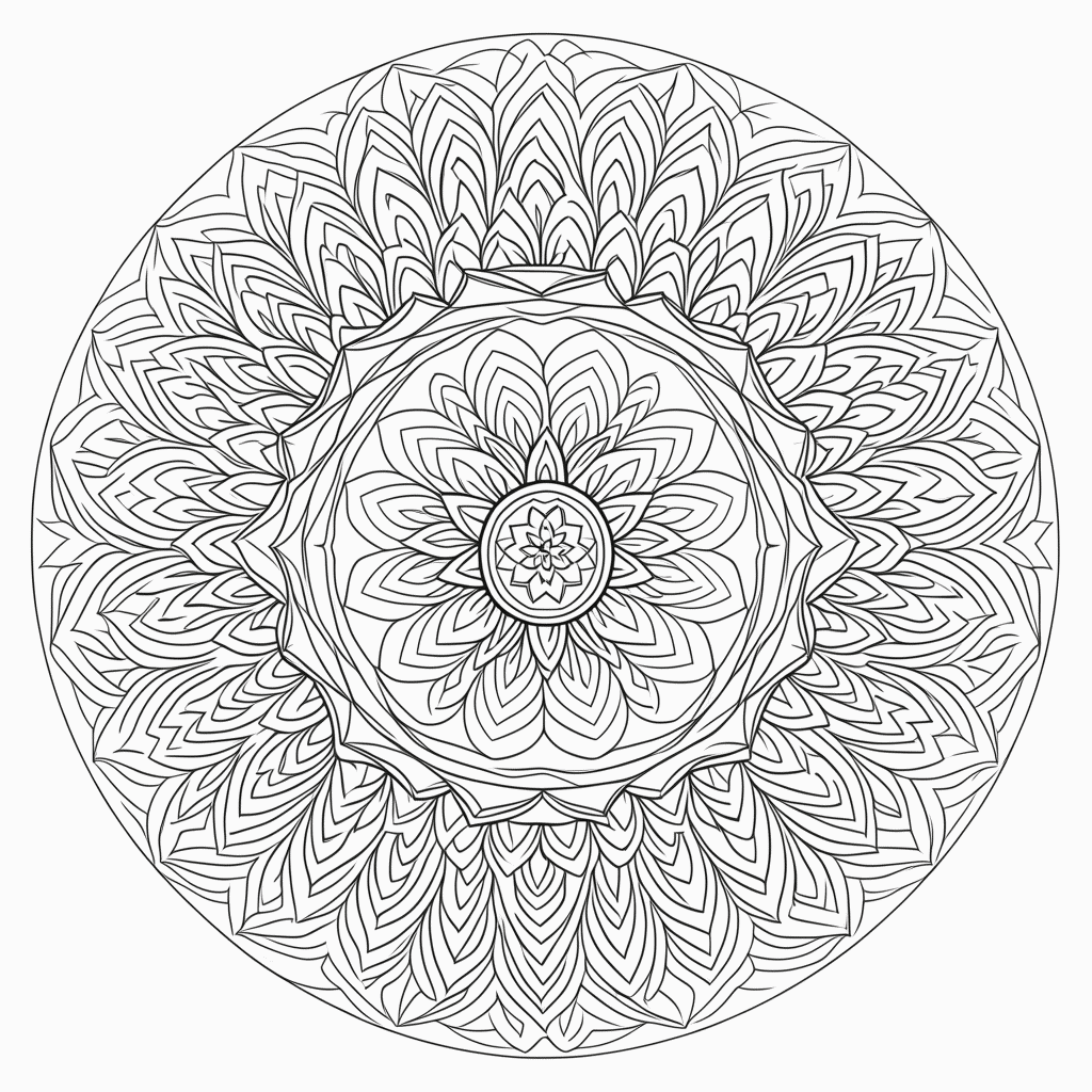Desenho de Mandala floral Profissional para colorir e imprimir grátis em folha A4