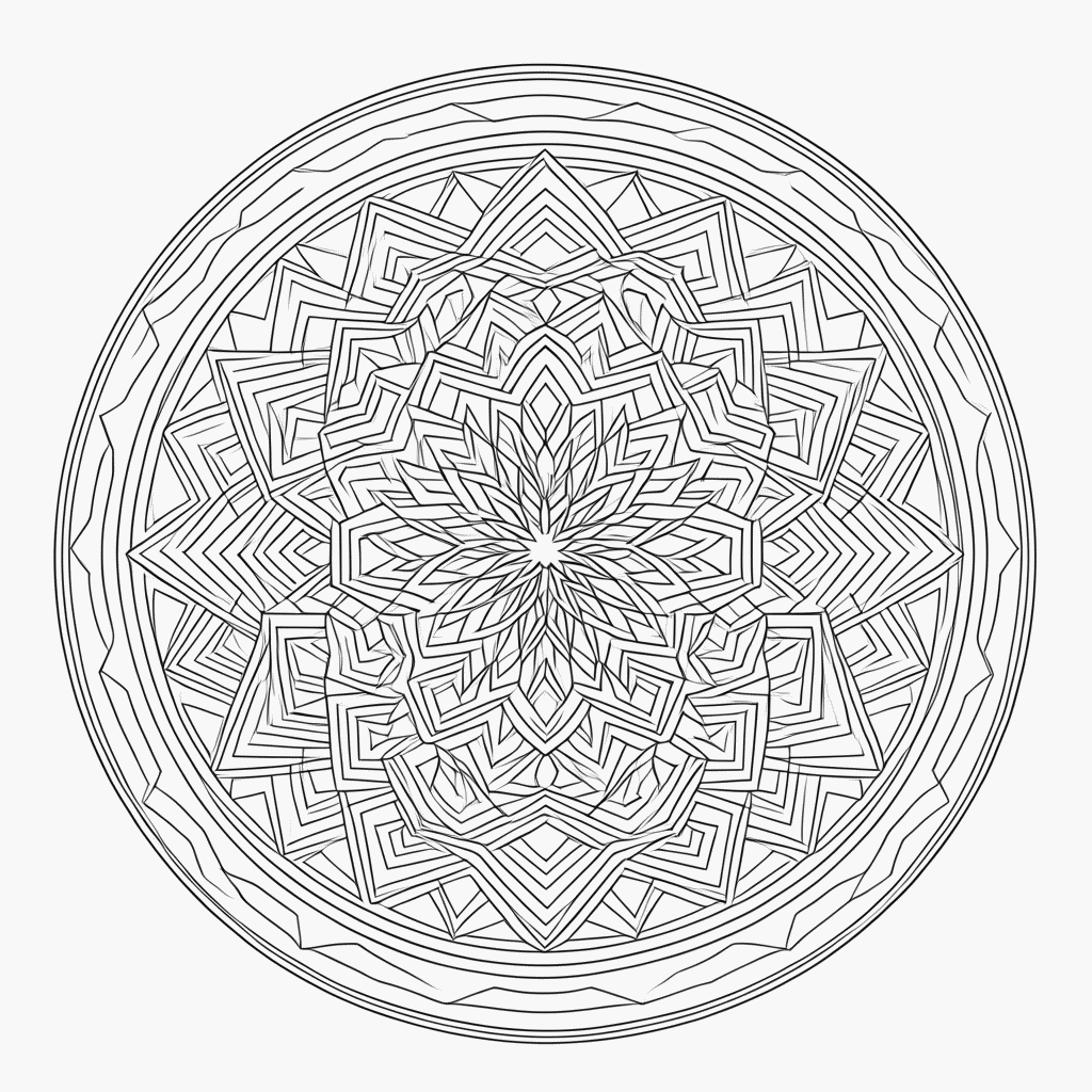 Desenho de Mandala geometrica Avancada para colorir e imprimir grátis em folha A4