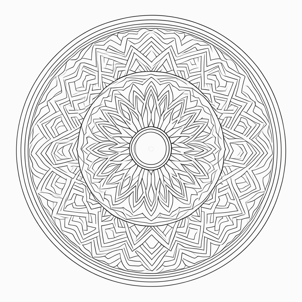 Desenho de Mandala geometrica Complexa para colorir e imprimir grátis em folha A4