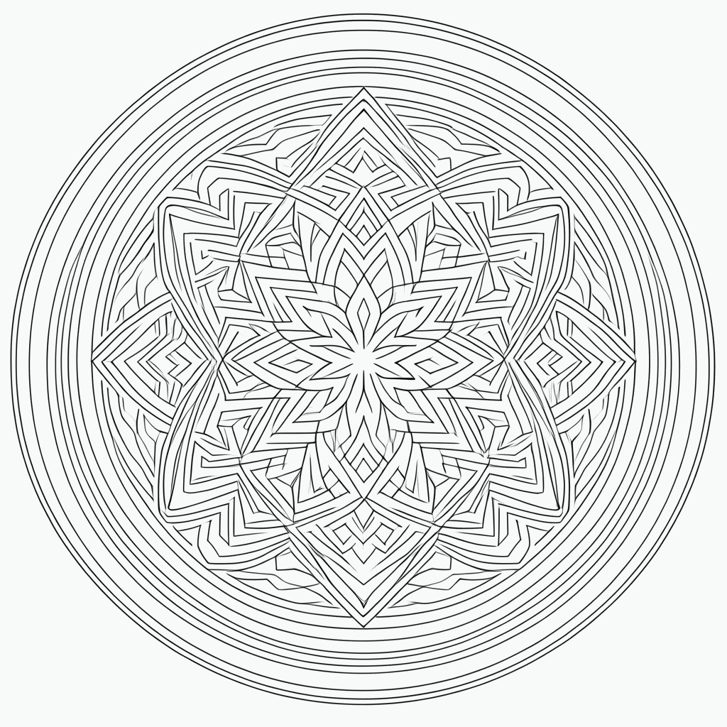 Desenho de Mandala geometrica Media para colorir e imprimir grátis em folha A4