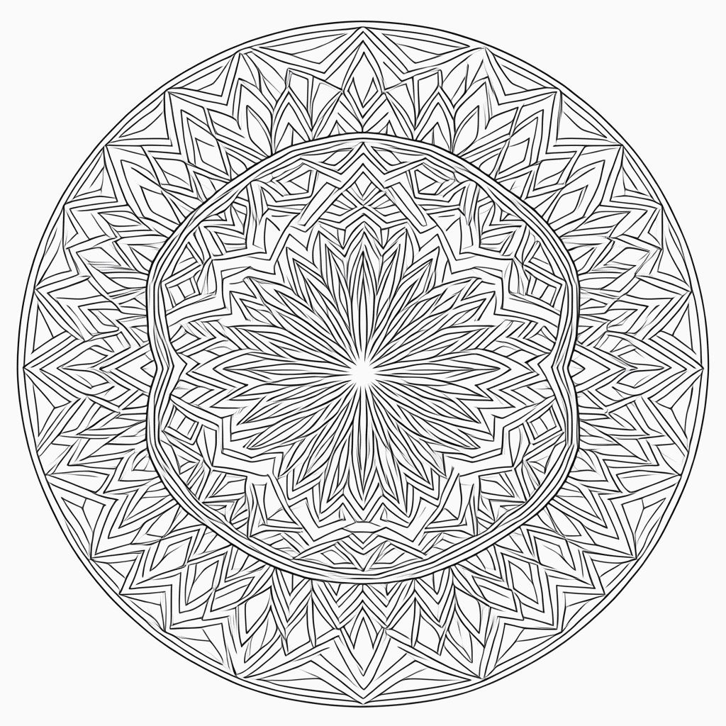 Desenho de Mandala geometrica Profissional para colorir e imprimir grátis em folha A4