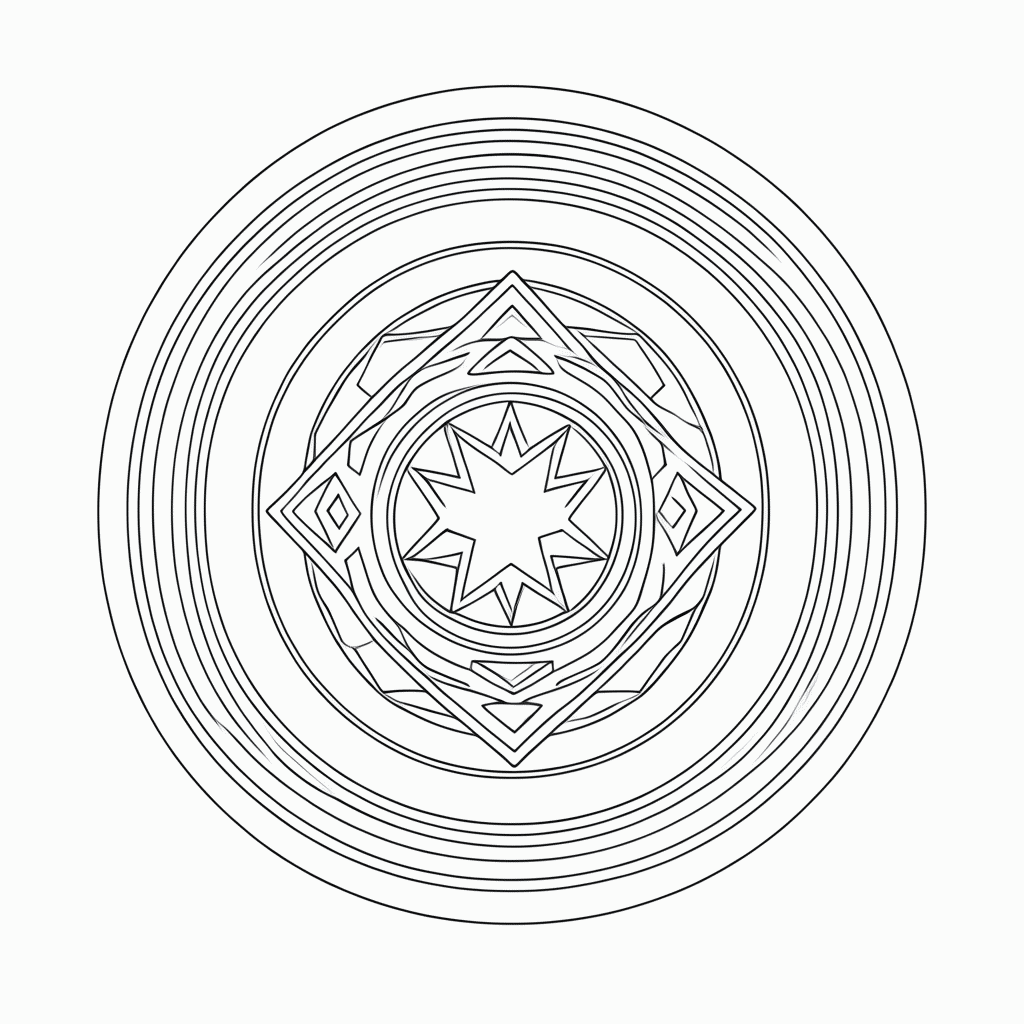 Desenho de Mandala geometrica Simples para colorir e imprimir grátis em folha A4