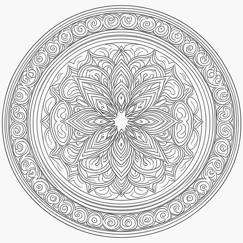 Desenho de Mandala hindu Avancada para colorir e imprimir grátis em folha A4