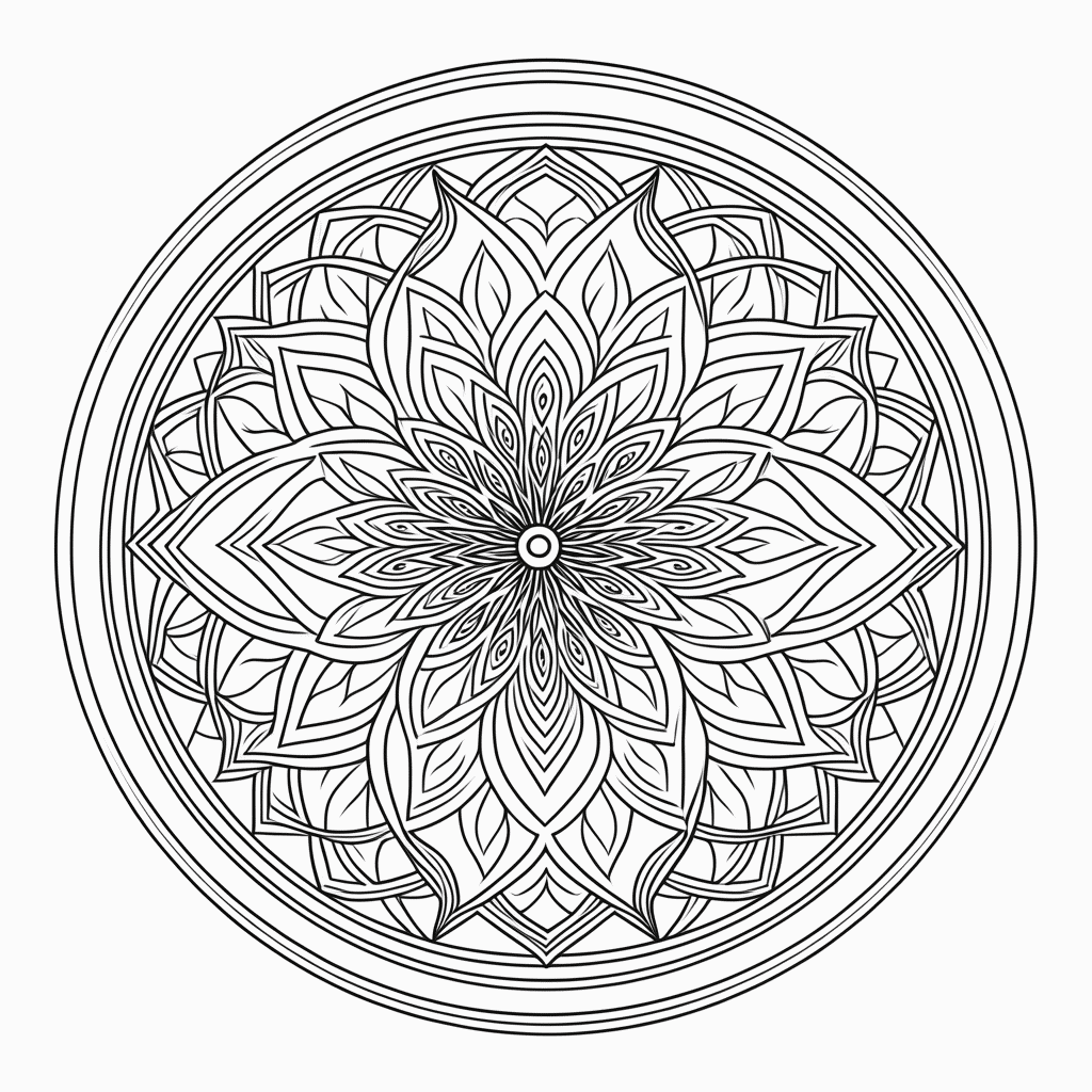 Desenho de Mandala hindu Complexa para colorir e imprimir grátis em folha A4