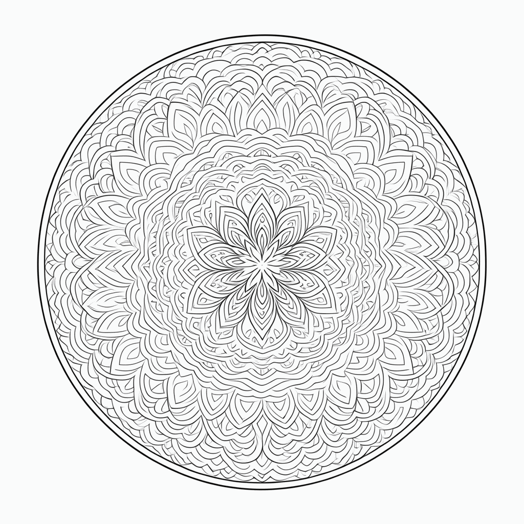 Desenho de Mandala hindu Media para colorir e imprimir grátis em folha A4