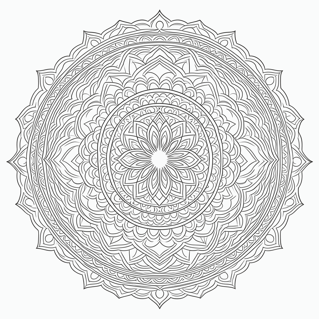 Desenho de Mandala hindu Profissional para colorir e imprimir grátis em folha A4