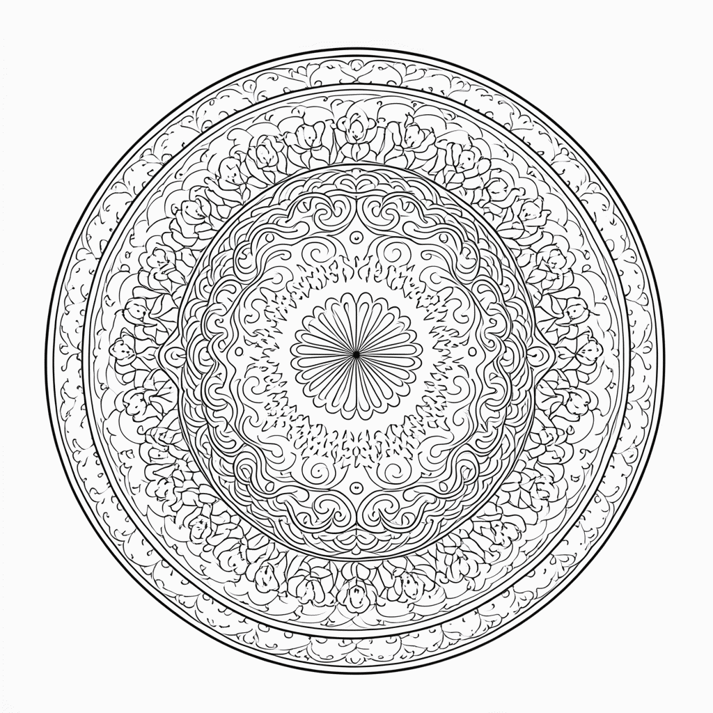 Desenho de Mandala japonesa Complexa para colorir e imprimir grátis em folha A4
