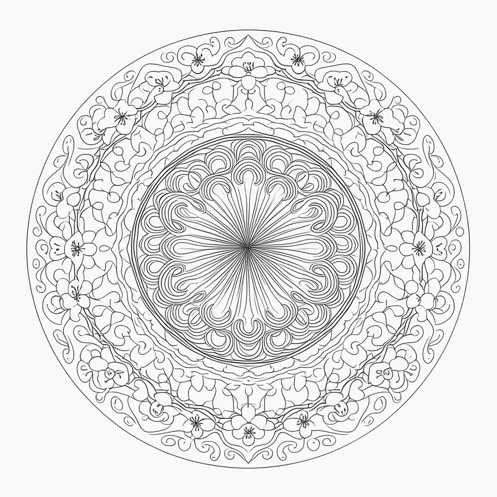 Desenho de Mandala japonesa Media para colorir e imprimir grátis em folha A4
