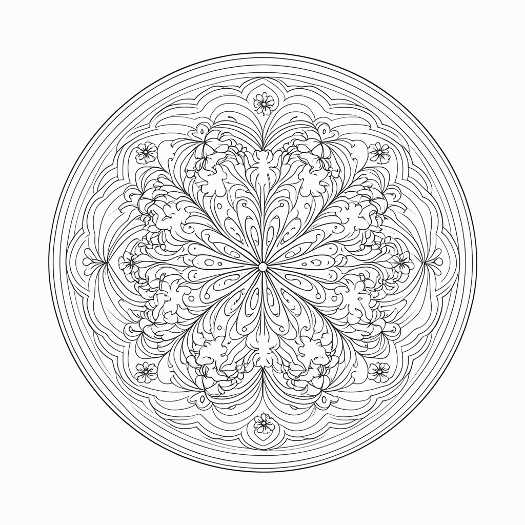 Desenho de Mandala japonesa Simples para colorir e imprimir grátis em folha A4