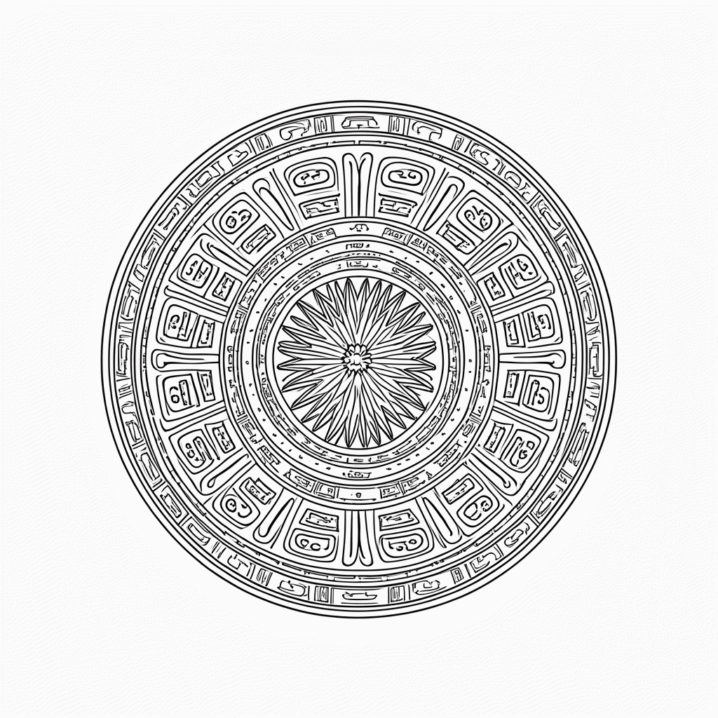 Desenho de Mandala maia Avancada para colorir e imprimir grátis em folha A4