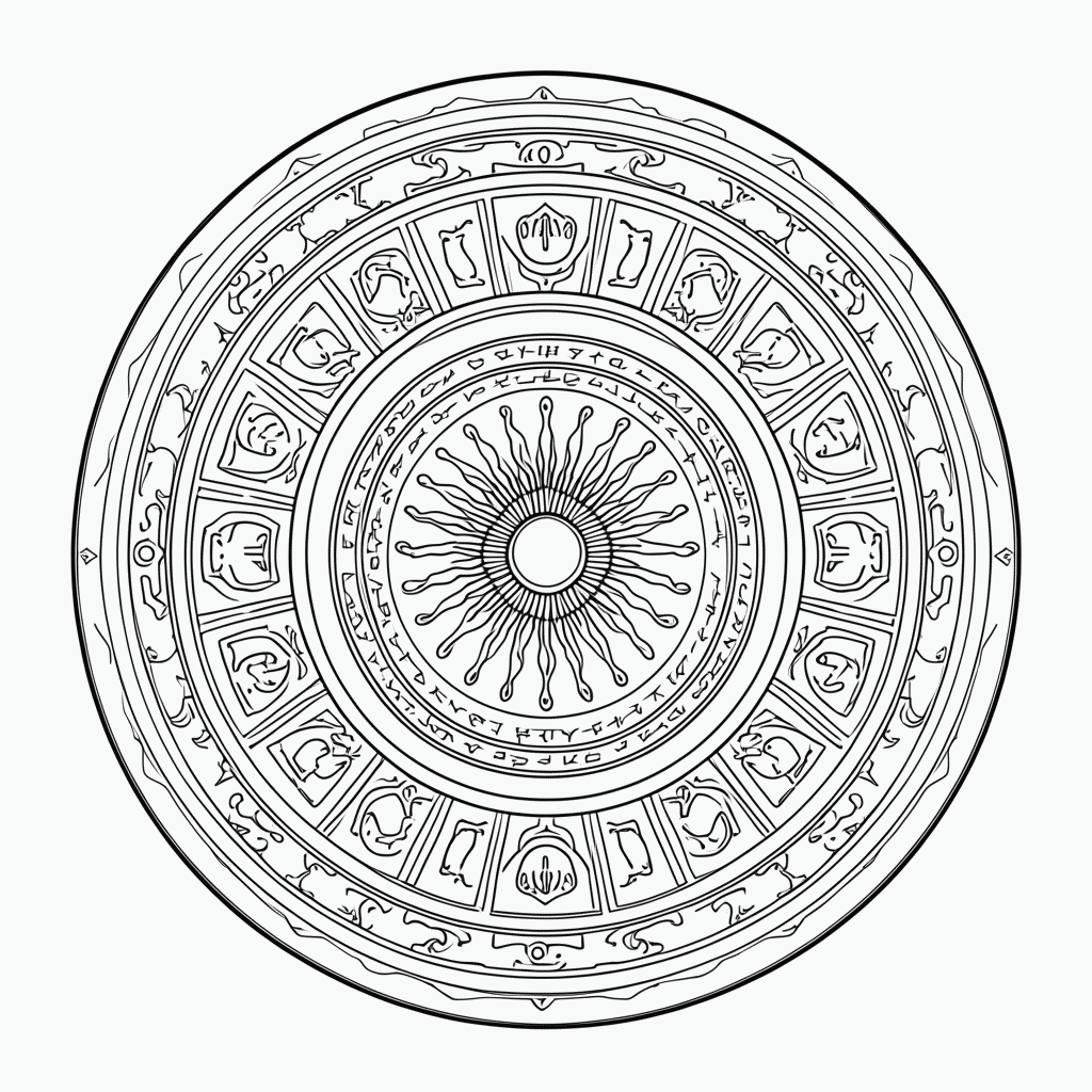 Desenho de Mandala maia Media para colorir e imprimir grátis em folha A4