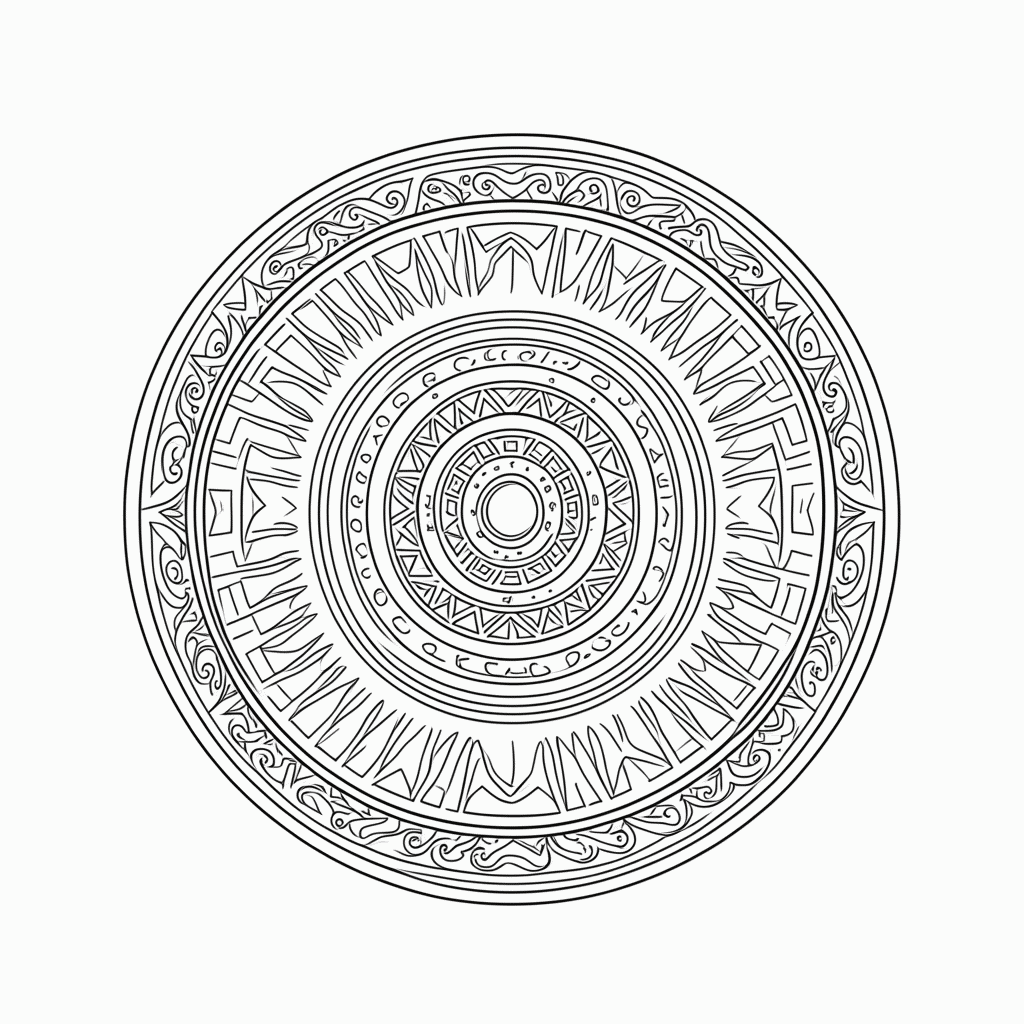 Desenho de Mandala maia Simples para colorir e imprimir grátis em folha A4