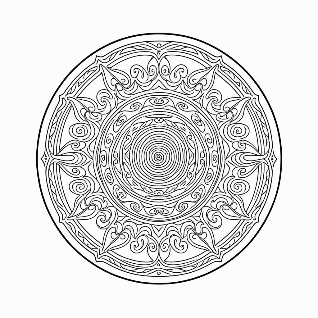 Desenho de Mandala maori Complexa para colorir e imprimir grátis em folha A4