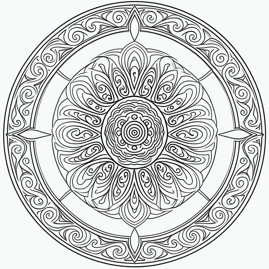 Desenho de Mandala maori Media para colorir e imprimir grátis em folha A4