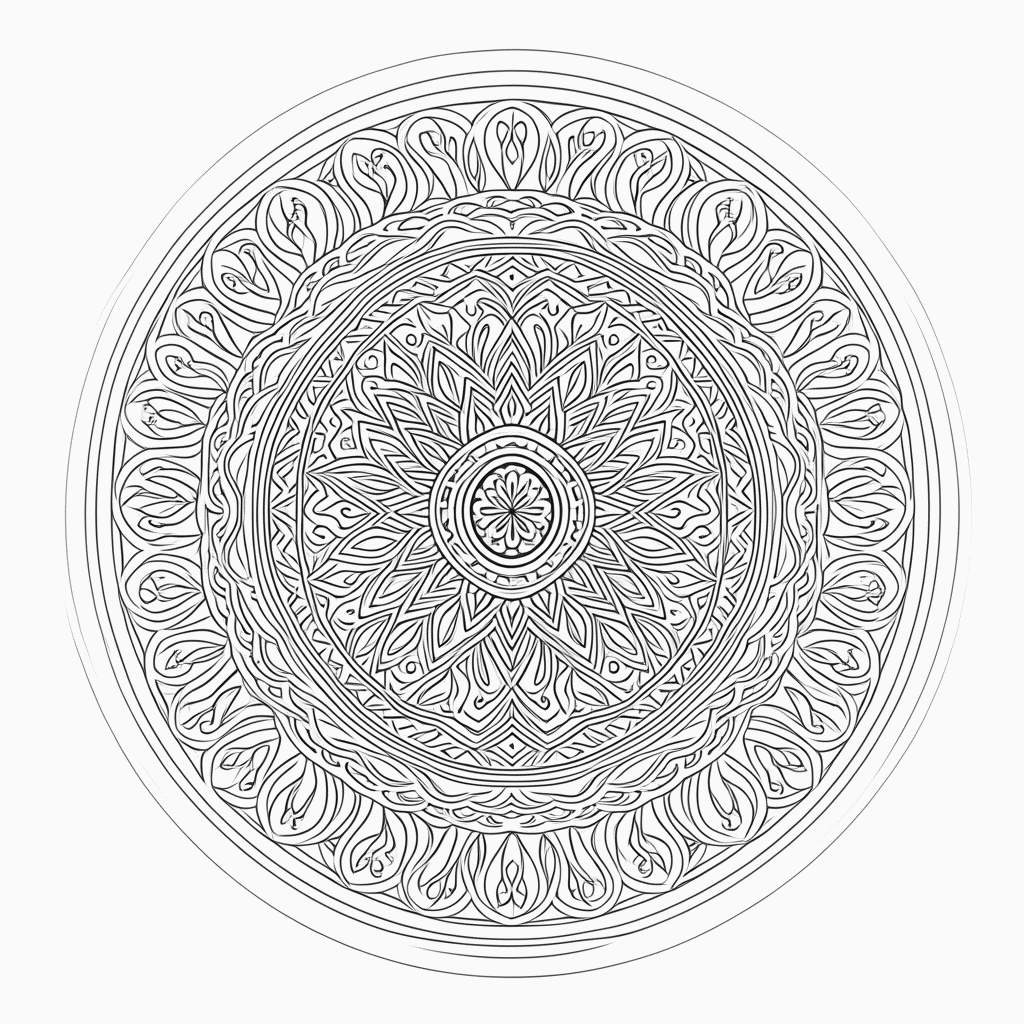 Desenho de Mandala mistica Avancada para colorir e imprimir grátis em folha A4
