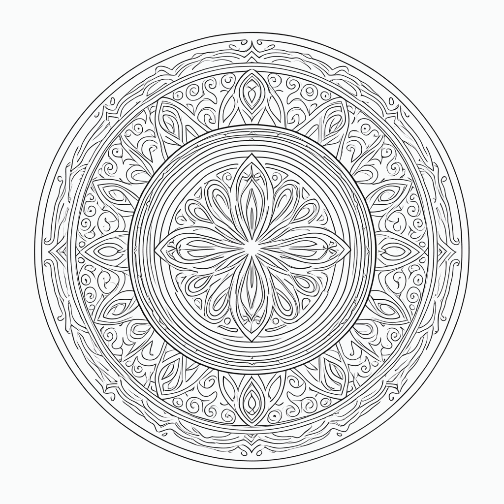 Desenho de Mandala mistica Media para colorir e imprimir grátis em folha A4