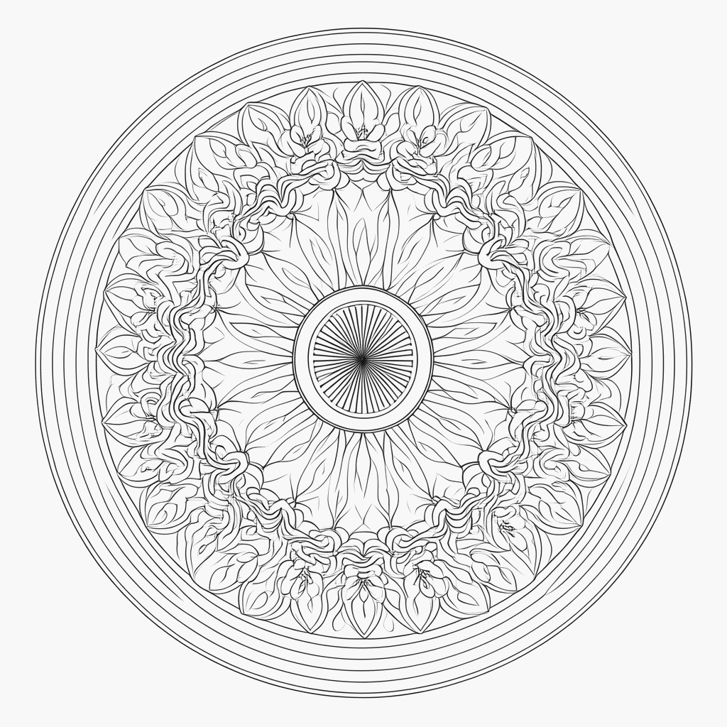 Desenho de Mandala oriental Simples para colorir e imprimir grátis em folha A4