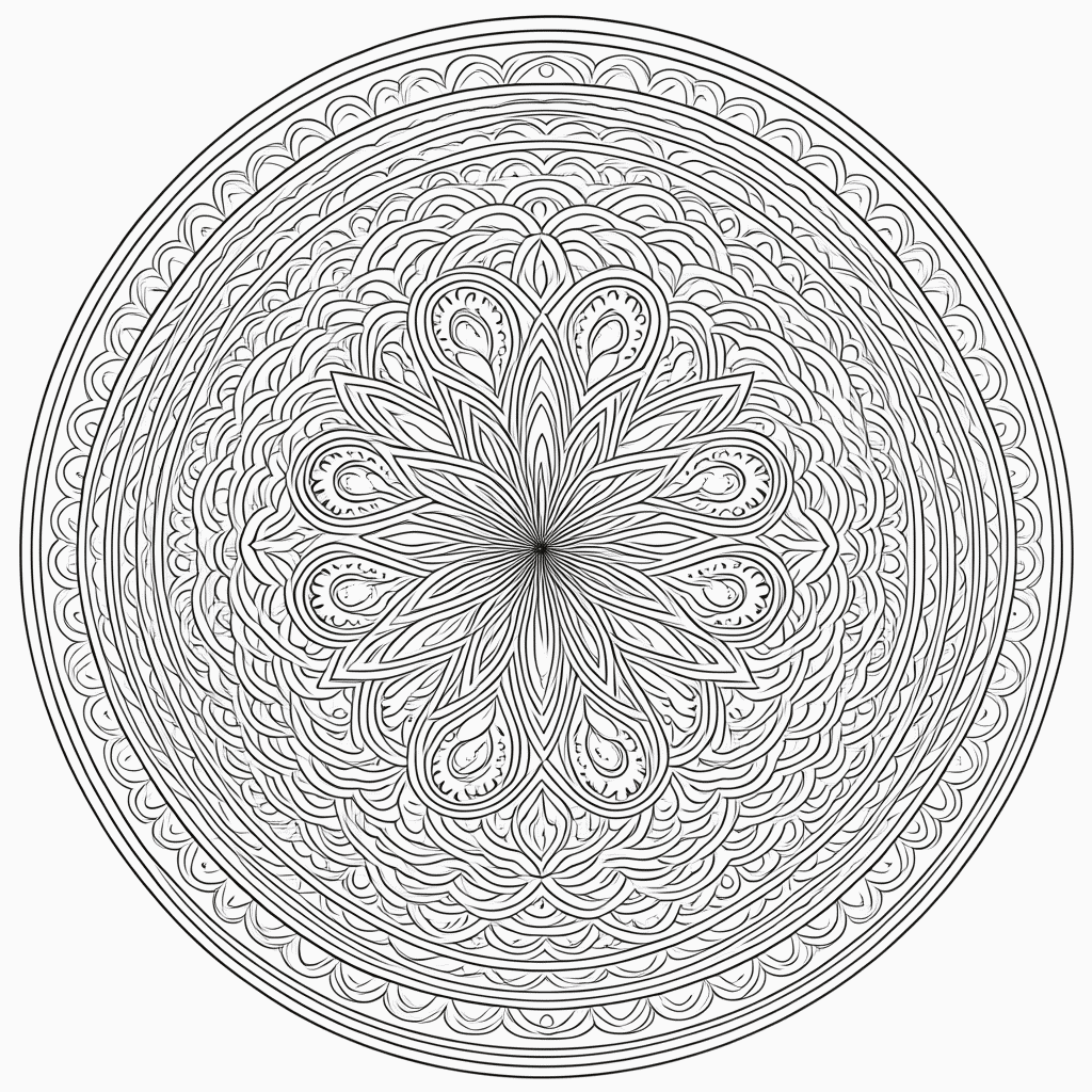 Desenho de Mandala tibetana Avancada para colorir e imprimir grátis em folha A4