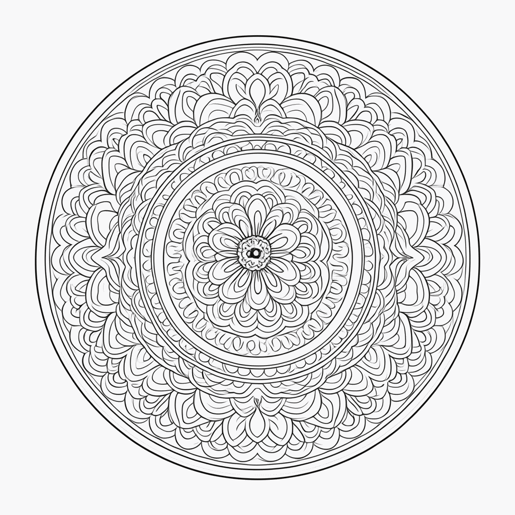 Desenho de Mandala tibetana Media para colorir e imprimir grátis em folha A4