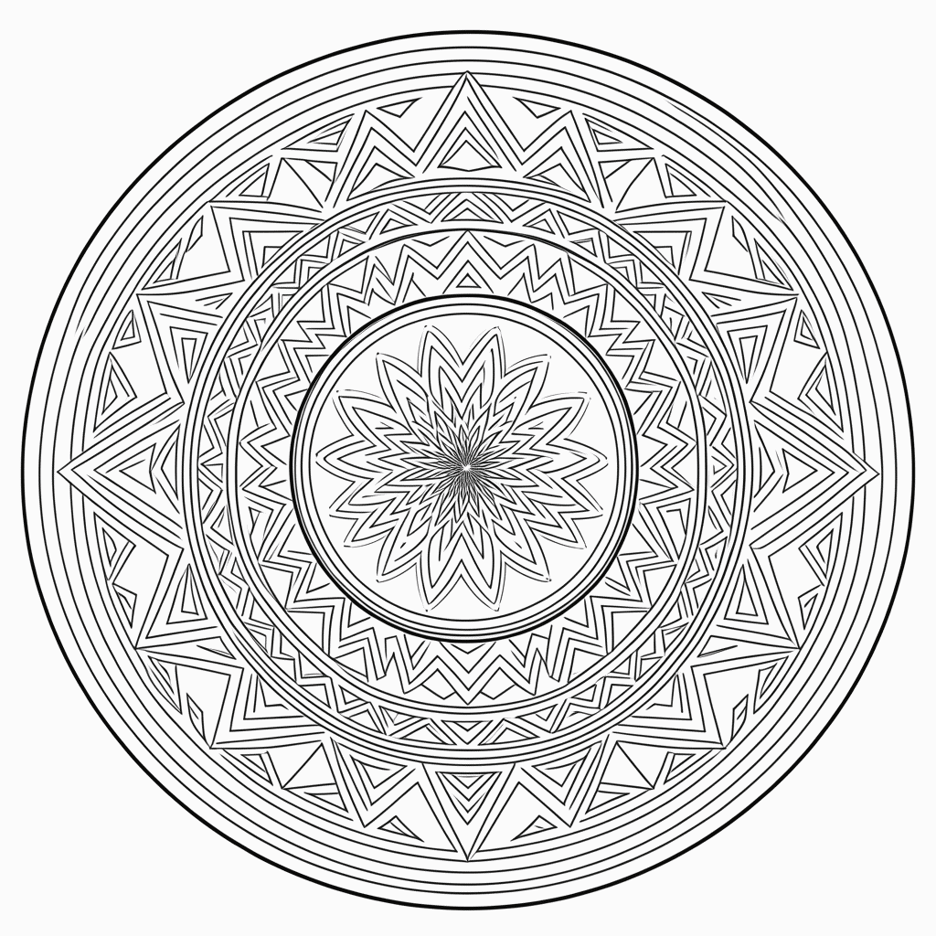 Desenho de Mandala tribal Complexa para colorir e imprimir grátis em folha A4