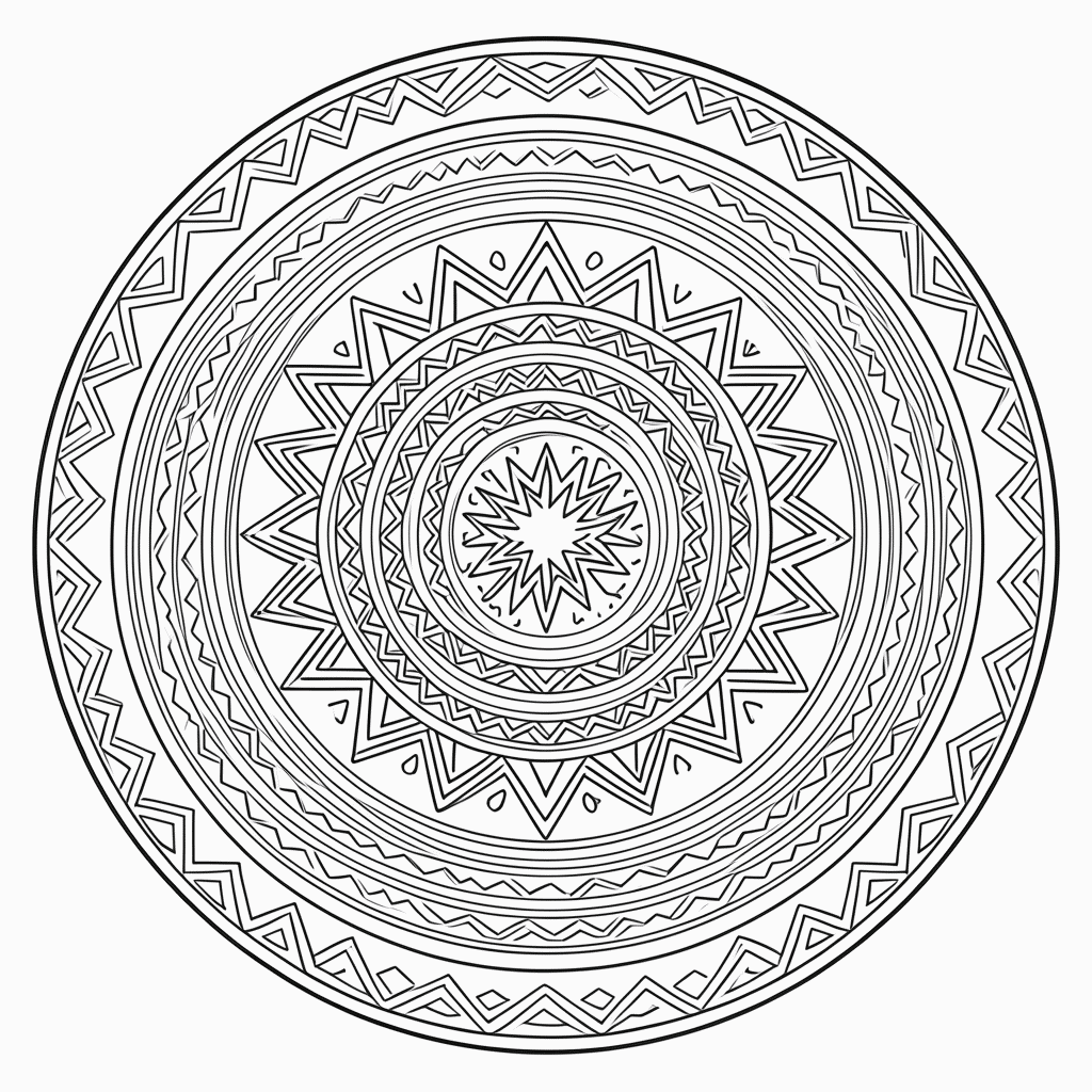 Desenho de Mandala tribal Media para colorir e imprimir grátis em folha A4