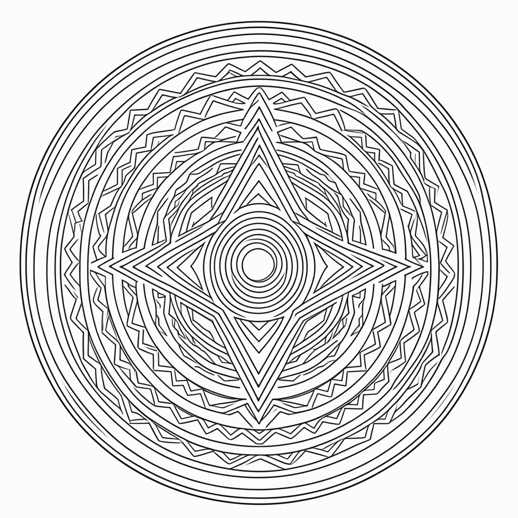 Desenho de Mandala tribal Simples para colorir e imprimir grátis em folha A4