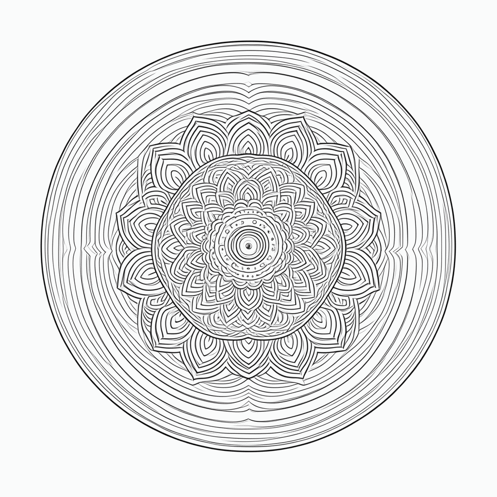 Desenho de Mandala zen Complexa para colorir e imprimir grátis em folha A4