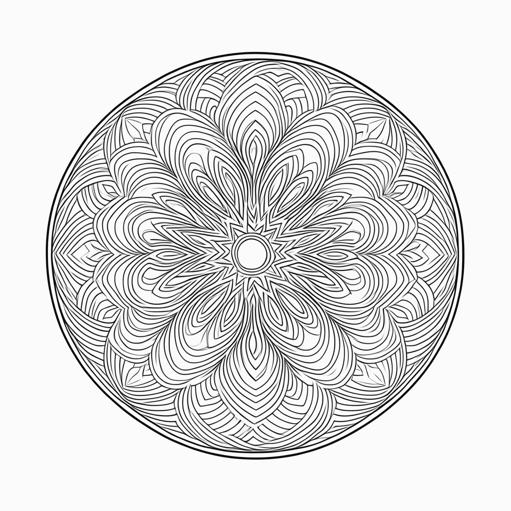 Desenho de Mandala zen Profissional para colorir e imprimir grátis em folha A4