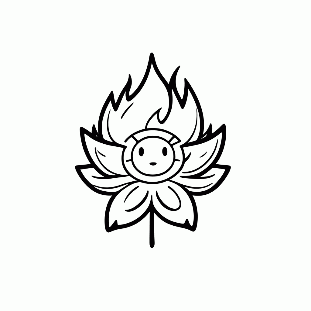 Desenho de Flor De Fogo Power para colorir e imprimir grátis em folha A4
