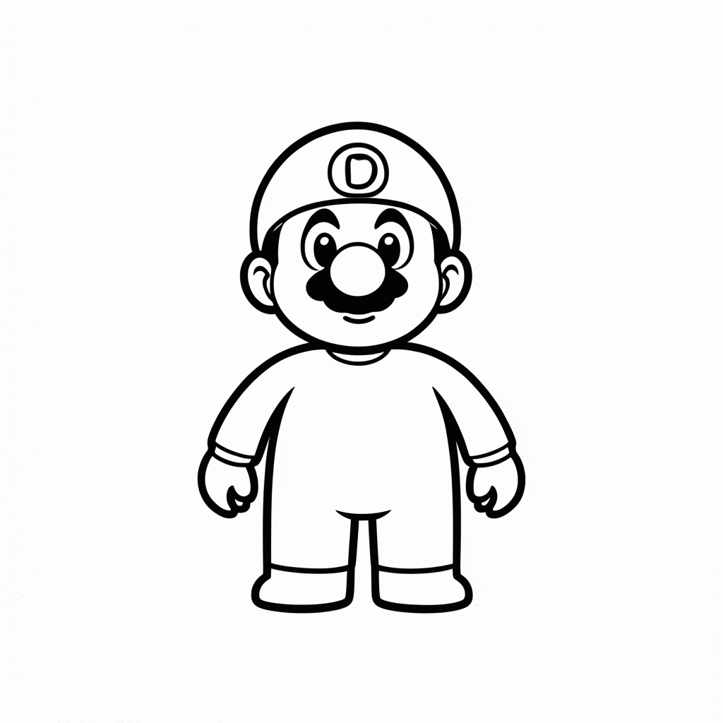 Desenho de Mario Classico para colorir e imprimir grátis em folha A4