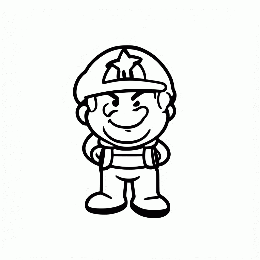 Desenho de Mario Com Estrela para colorir e imprimir grátis em folha A4