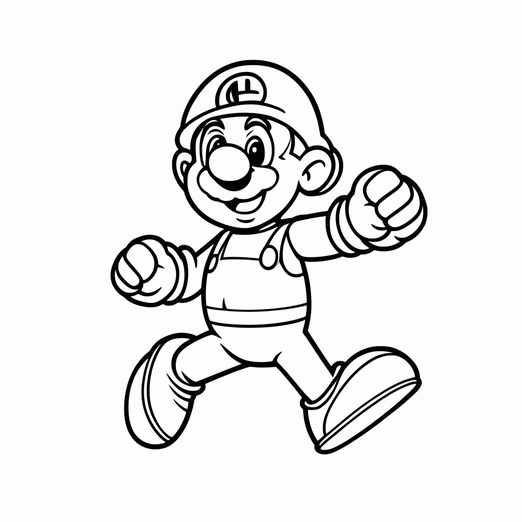 Desenho de Mario Pulando para colorir e imprimir grátis em folha A4