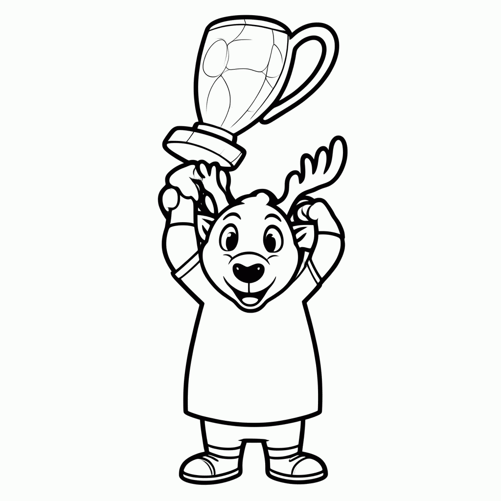 Desenho de Maple com a Taça para colorir e imprimir grátis em folha A4