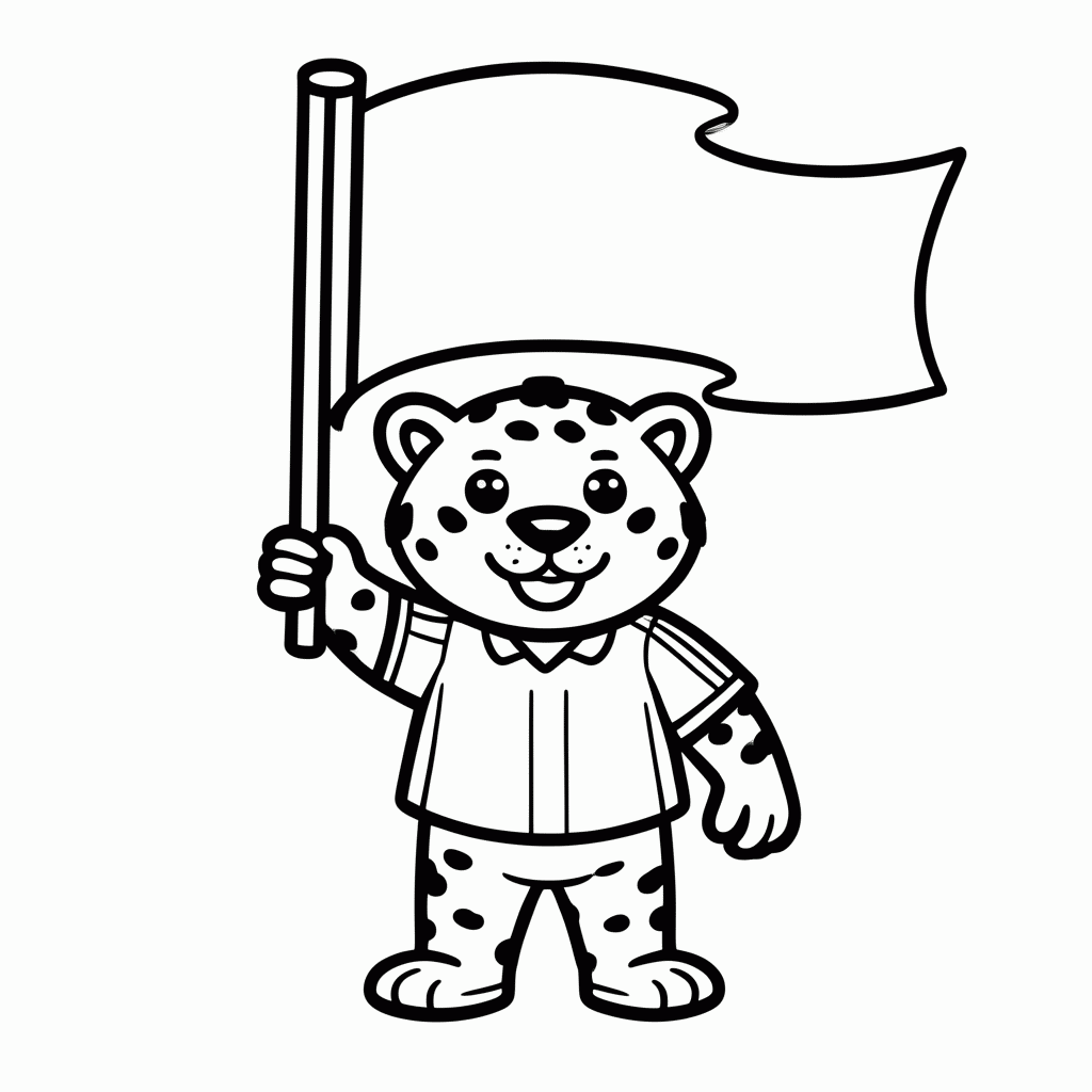 Desenho de Zayu com Bandeira para colorir e imprimir grátis em folha A4