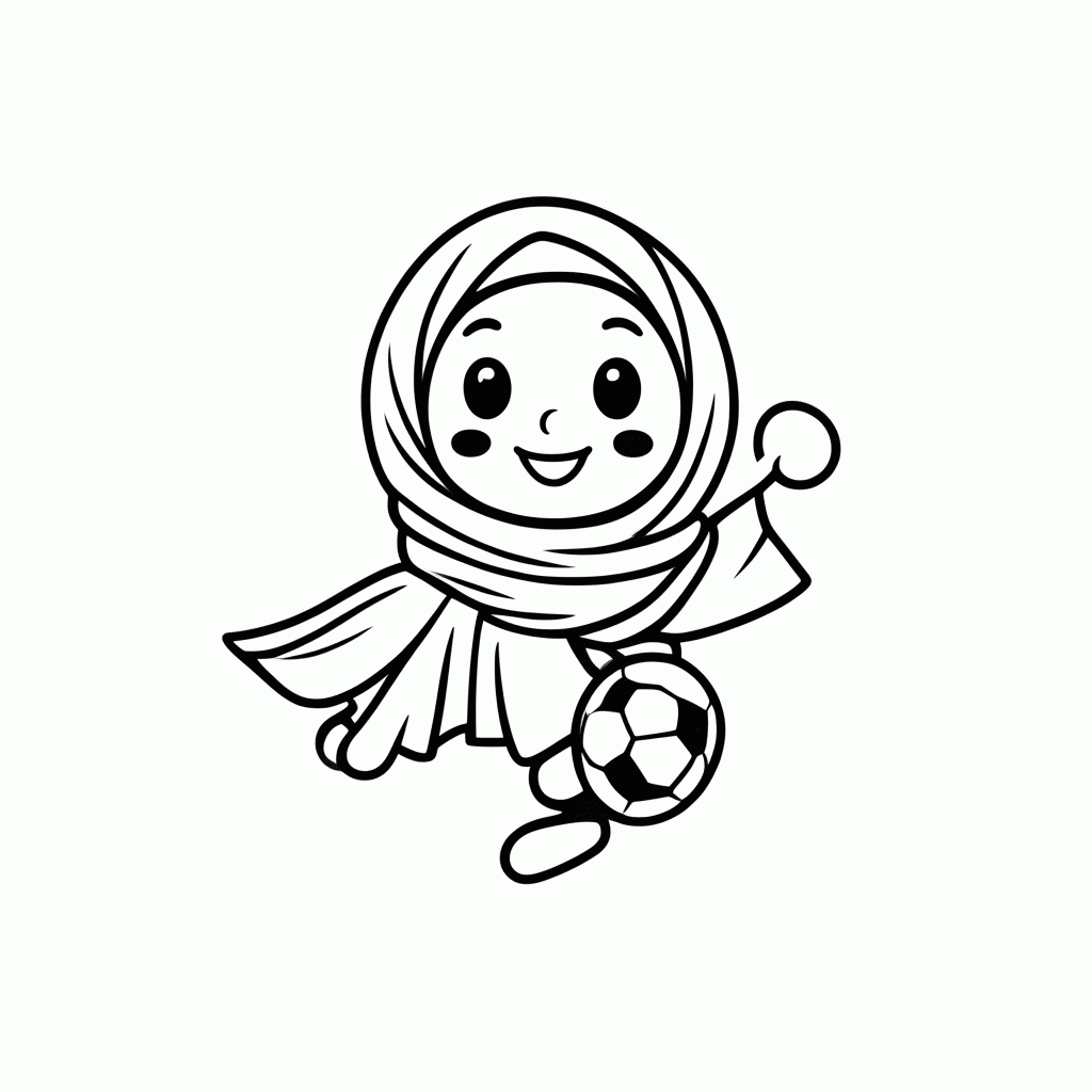 Desenho de La'eeb (Copa 2022) para colorir e imprimir grátis em folha A4