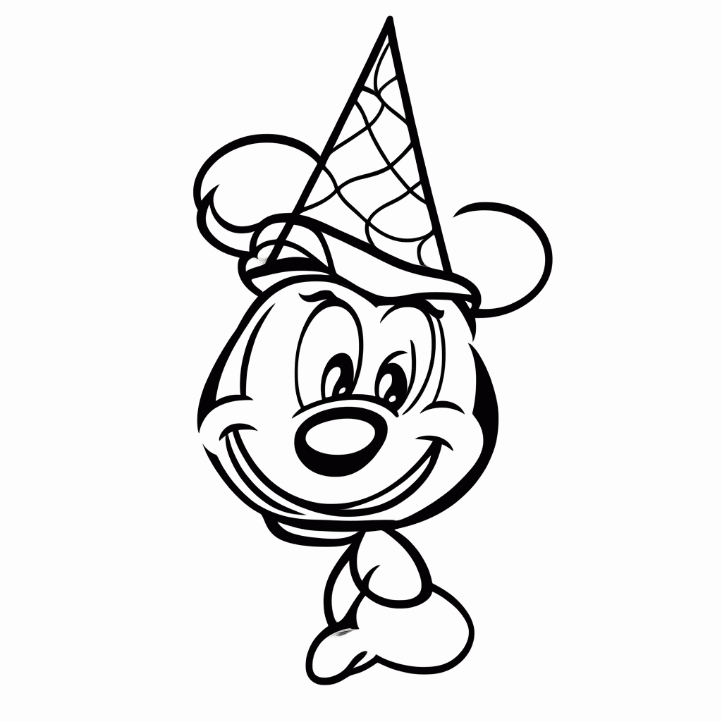 Desenho de Mickey Com Magica Chapeu para colorir e imprimir grátis em folha A4