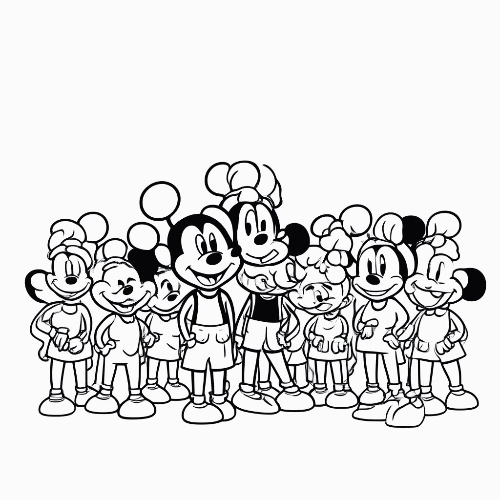 Desenho de Turma Do Mickey Junta para colorir e imprimir grátis em folha A4