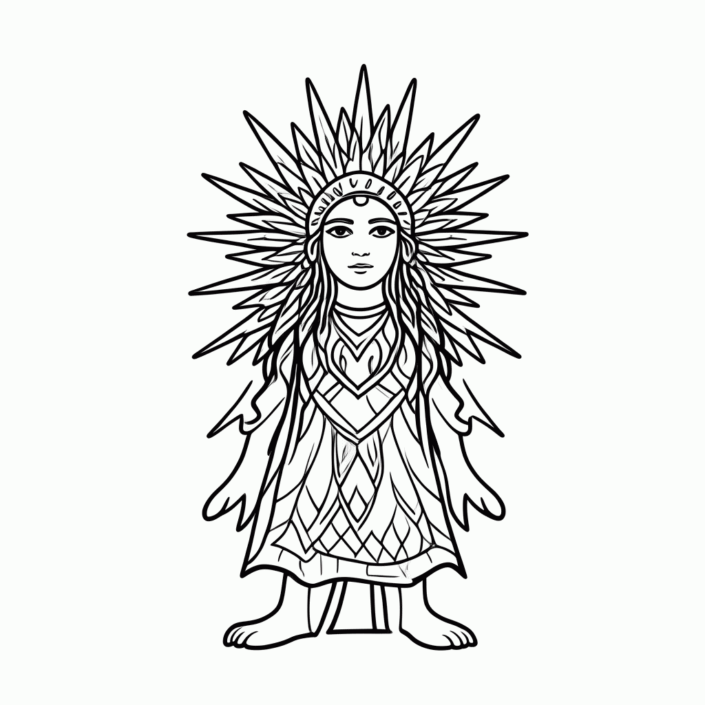 Desenho de Guaraci, Deus do Sol para colorir e imprimir grátis em folha A4