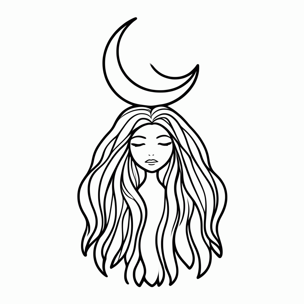 Desenho de Jaci, Deusa da Lua para colorir e imprimir grátis em folha A4