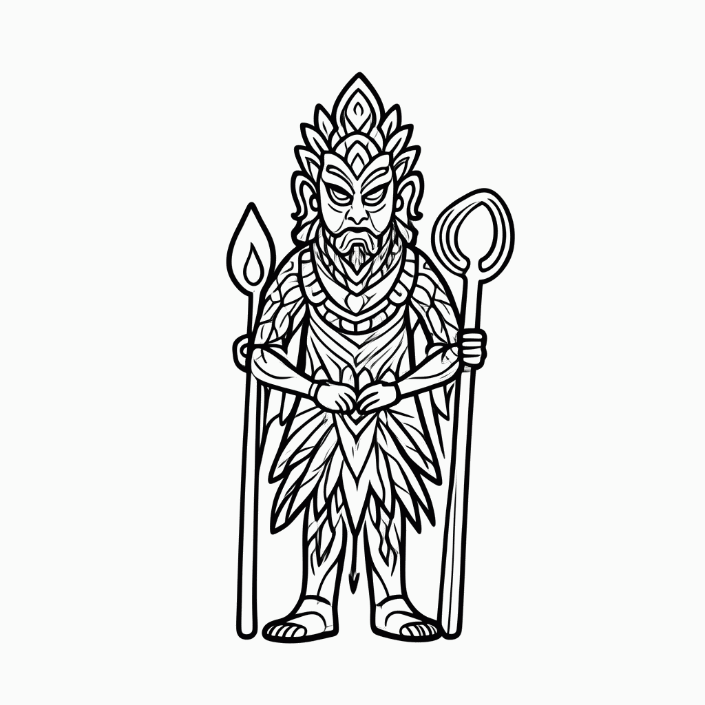Desenho de Jurupari, o Espírito para colorir e imprimir grátis em folha A4