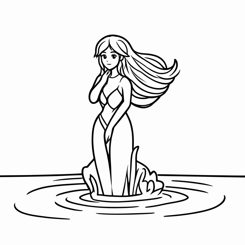 Desenho de Mãe-d'Água para colorir e imprimir grátis em folha A4