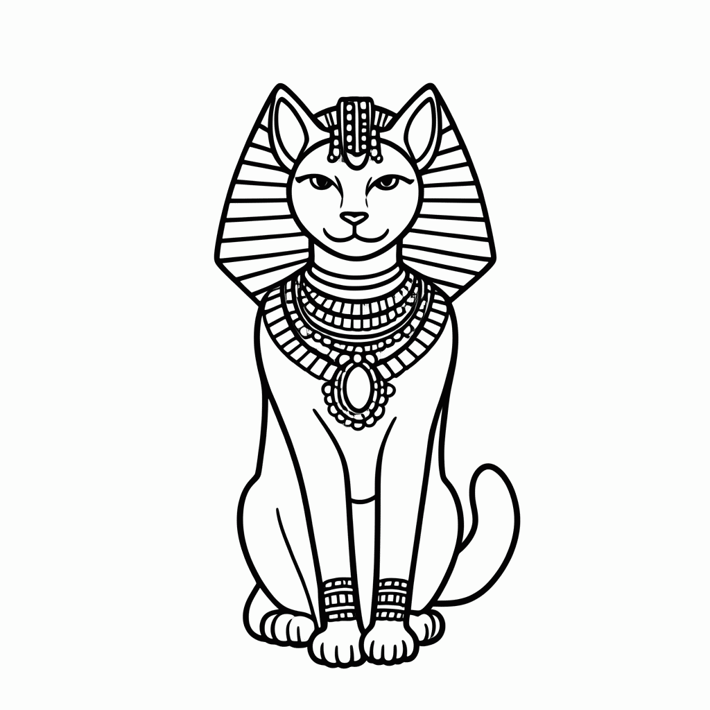 Desenho de Bastet para colorir e imprimir grátis em folha A4