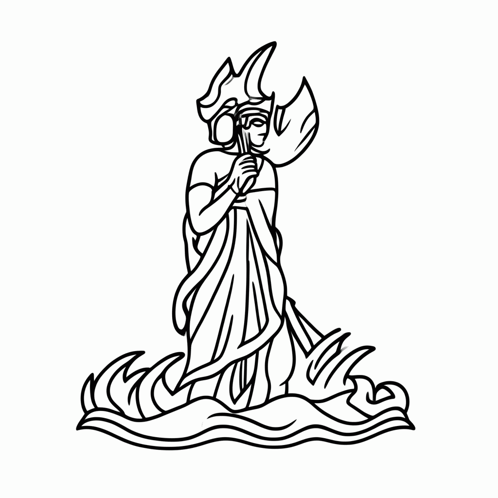 Desenho de Poseidon Tridente Mar para colorir e imprimir grátis em folha A4