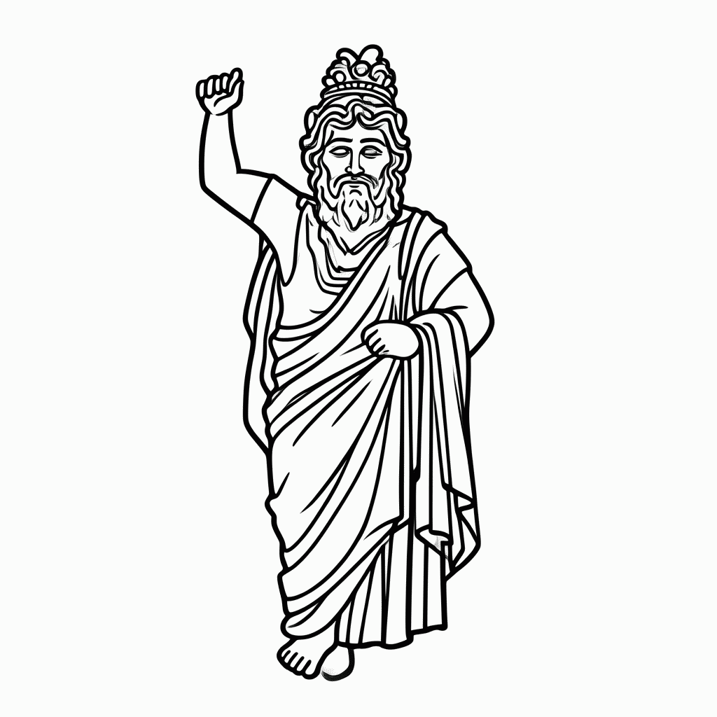 Desenho de Zeus Raio Olimpo para colorir e imprimir grátis em folha A4