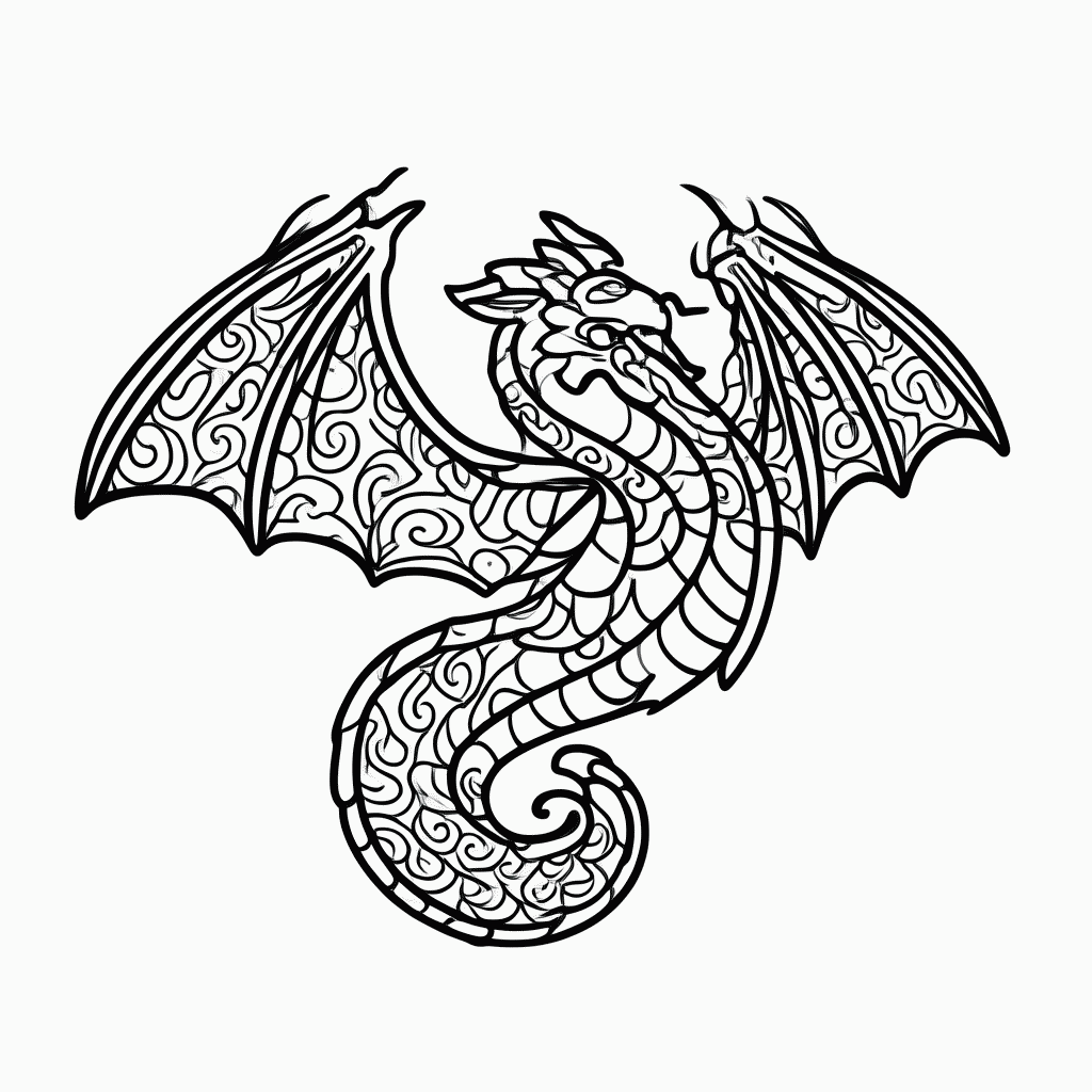 Desenho de Dragão Nórdico para colorir e imprimir grátis em folha A4