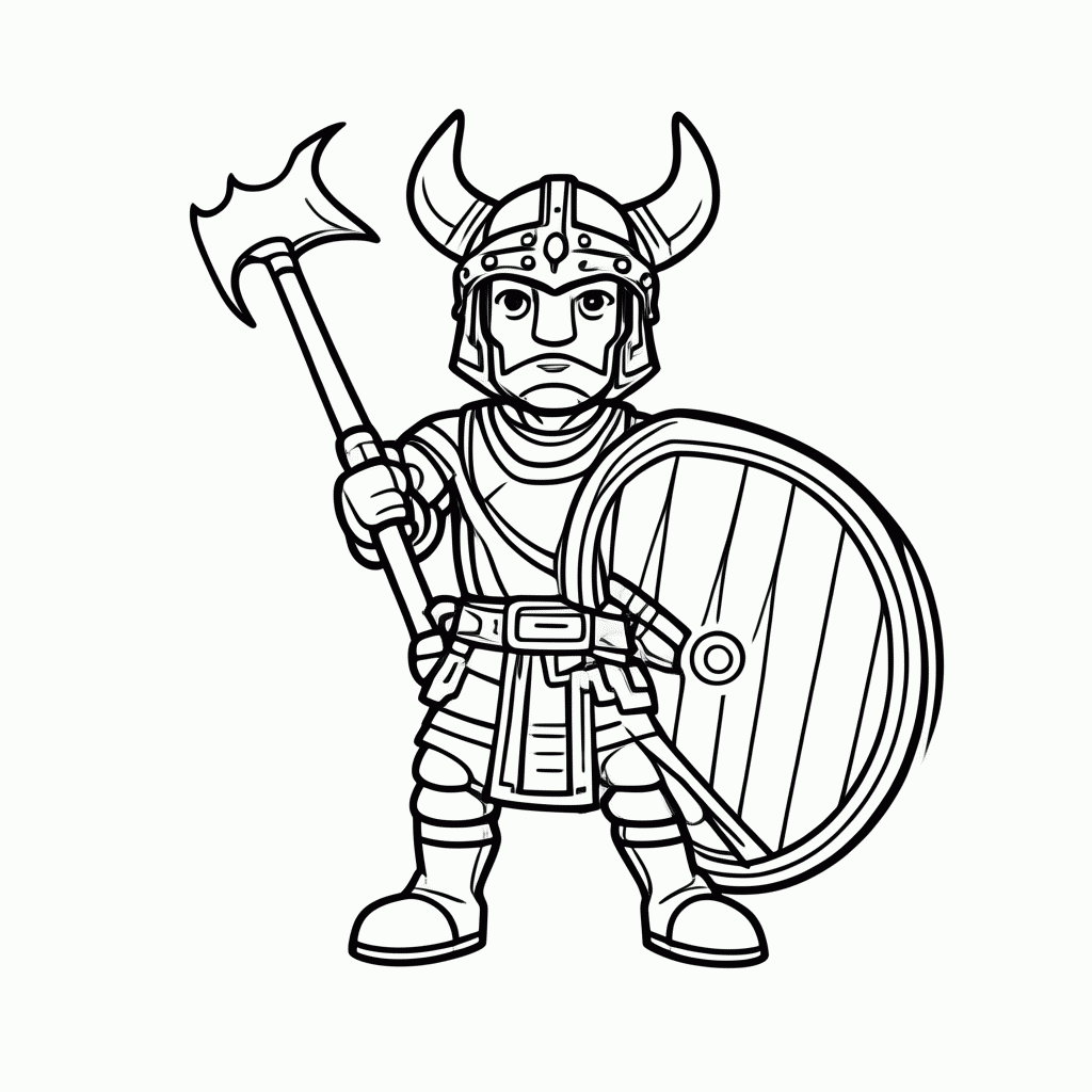Desenho de Guerreiro Viking para colorir e imprimir grátis em folha A4