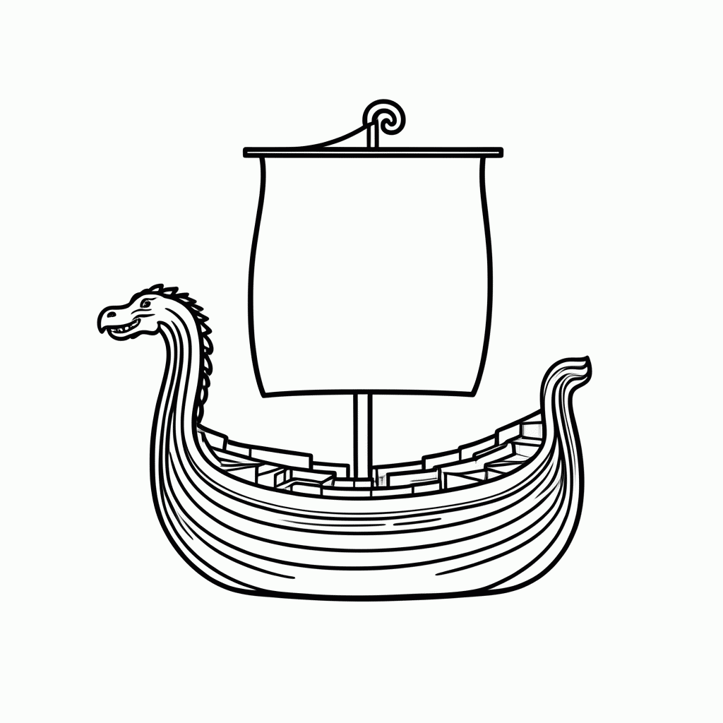 Desenho de Navio Viking para colorir e imprimir grátis em folha A4