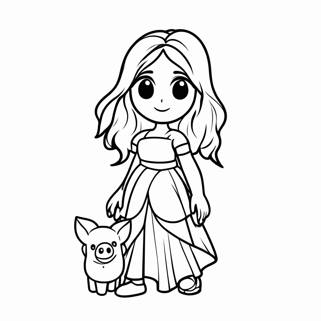 Desenho de Moana Com Pua Porquinho para colorir e imprimir grátis em folha A4